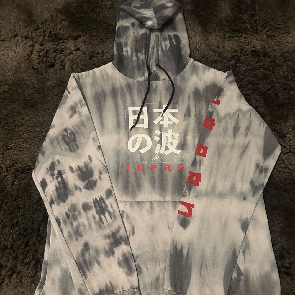 Gray and Black Tie-Dye Hoodie